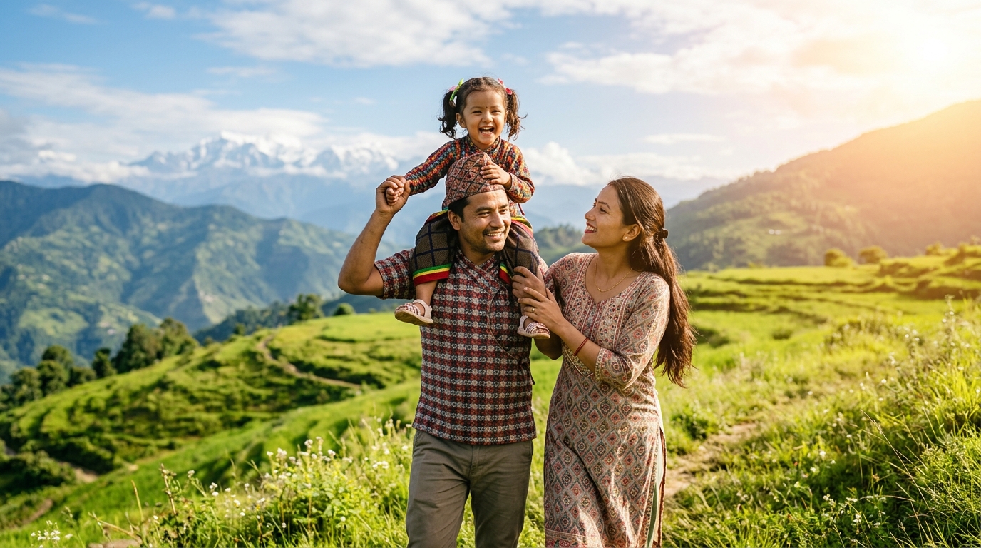 Happy Nepalese Family Protected by Citizen Life